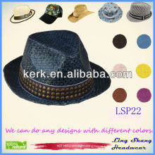 2013 Fashion Decorative Round Nails Unisex fedora hat panama hat 100% Paper Straw Hat ,LSP22